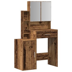 Table de maquillage vidaXL avec miroir et lumières LED en bois vieilli