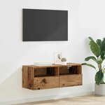 vidaXL Meuble TV mural Bois Ancien 80 x 30 x 30 cm Bois d'ingénierie