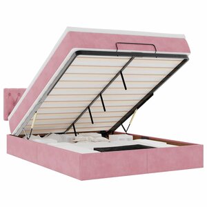VidaXL Cadre de lit ottoman avec matelas rose 140x200 cm velours
