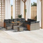 vidaXL Ensemble de canapé de jardin avec coussin 13 Pièces Gris