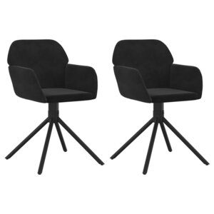 vidaXL Chaises pivotantes à manger lot de 2 Noir Velours