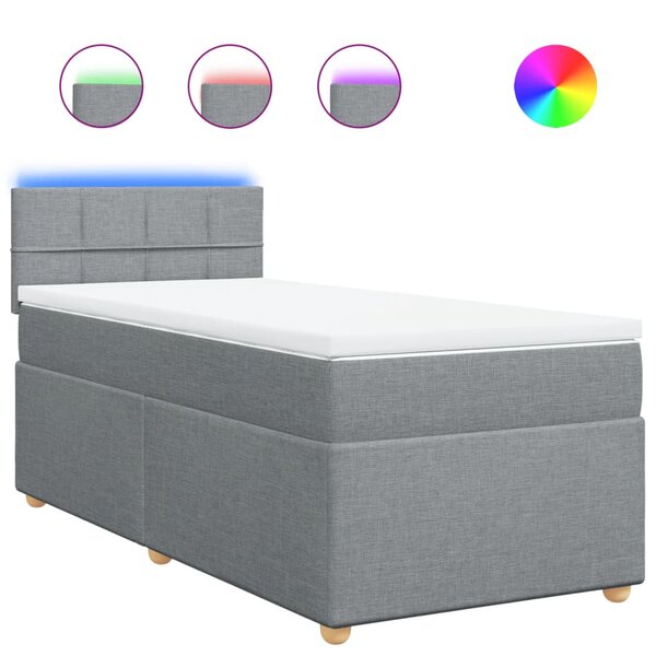 vidaXL Sommier à lattes de lit et matelas Gris clair 90x190 cm Tissu
