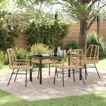 vidaXL Ensemble de salle à manger pour jardin 5 Pièces Marron polyrotin