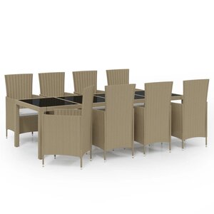 vidaXL Salon de jardin avec coussins 11 Pièces Résine tressée Beige