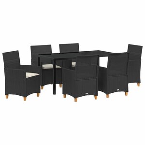 vidaXL Ensemble de salle à manger pour jardin 7 Pièces Noir polyrotin