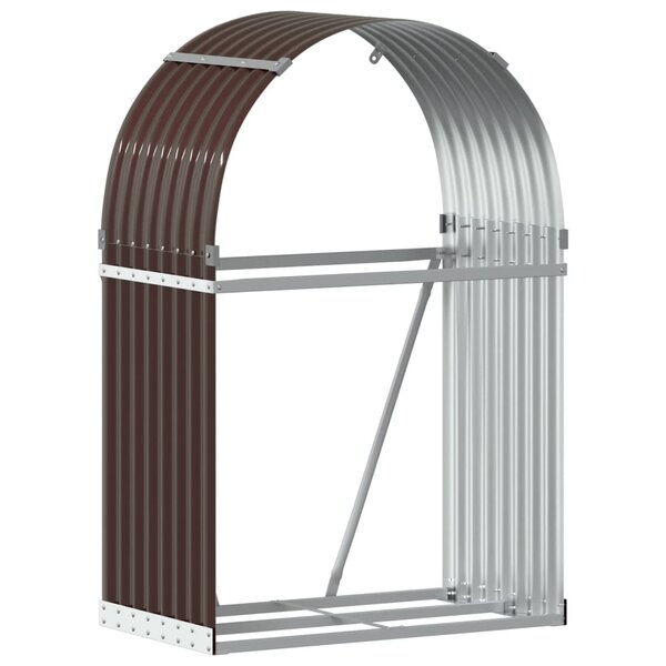 vidaXL Porte-bûches marron 80x45x120 cm acier galvanisé