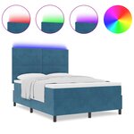 Lit à ressort avec matelas et LED vidaXL Bleu foncé 140x190 cm Velours