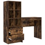 vidaXL Bureau avec rangement Chêne fumé Bois d'ingénierie