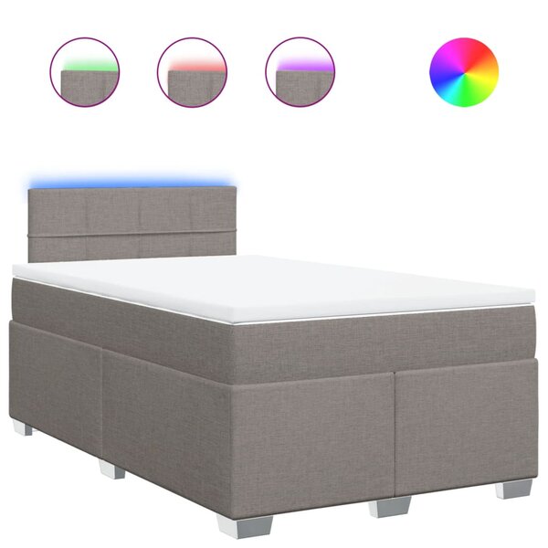 vidaXL Sommier à lattes de lit avec matelas Taupe 120x200 cm Tissu