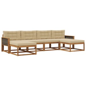vidaXL Ensemble de canapés d'extérieur 6 pc Naturel et Beige