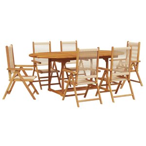 vidaXL Ensemble à Manger de jardin 7Pièces beige polypropylène et bois