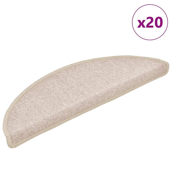 vidaXL Tapis d'escalier 20 pièces 56 x 17 x 3 cm Taupe Demi-rond