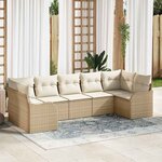 vidaXL Ensemble de canapé de jardin 7 Pièces Beige Poly rotin