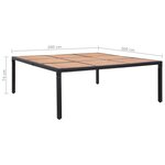 vidaXL Table de jardin Noir 200x200x74 cm Résine tressée et acacia