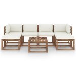 vidaXL Salon palette de jardin 7 Pièces et coussins Bois de pin imprégné