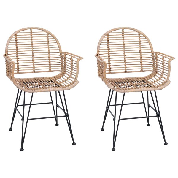 vidaXL Chaise de salle à manger 2 pc Rotin et métal Naturel