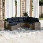 vidaXL Salon de jardin 7 Pièces avec coussins gris résine tressée
