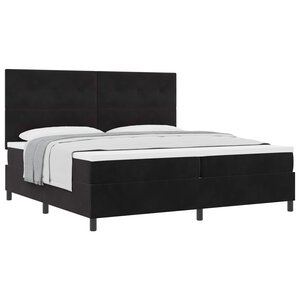 vidaXL Lit à ressorts avec matelas Noir 200 x 200 cm Velours