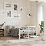 vidaXL Cadre de lit métal sans matelas et pied de lit blanc 120x190 cm