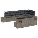 vidaXL Set de canapé de jardin 8 pièces avec coussins en poly rotin noir