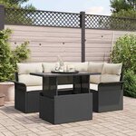 vidaXL Ensemble de canapé de jardin avec coussin 5 Pièces Noir Poly rotin