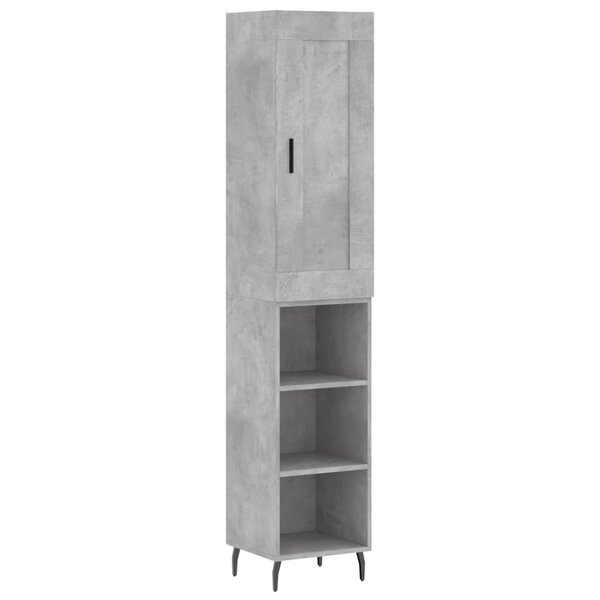 vidaXL Buffet haut Gris béton 34 5x34x180 cm Bois d'ingénierie
