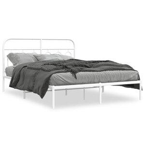 vidaXL Cadre de lit métal sans matelas et tête de lit blanc 140x190 cm