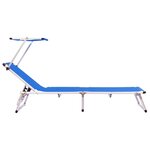 vidaXL Chaises longues pliables et toit 2 Pièces Aluminium textilène Bleu