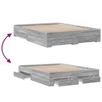 vidaXL Cadre de lit avec tiroirs sans matelas sonoma gris 150x200 cm