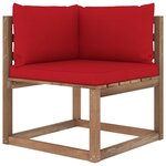 vidaXL Canapé d'angle palette de jardin avec coussins rouge