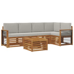 vidaXL Ensemble de canapés d'extérieur 6 pc Gris Naturel et Clair