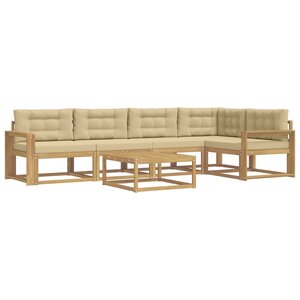vidaXL Ensemble de canapés d'extérieur 6 pc Blanc et Beige Polyester