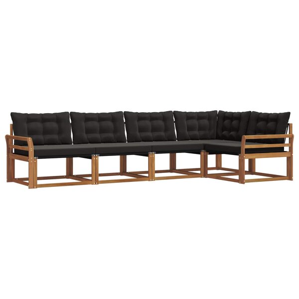 vidaXL Ensemble de canapés d'extérieur 5 pc Naturel et Noir