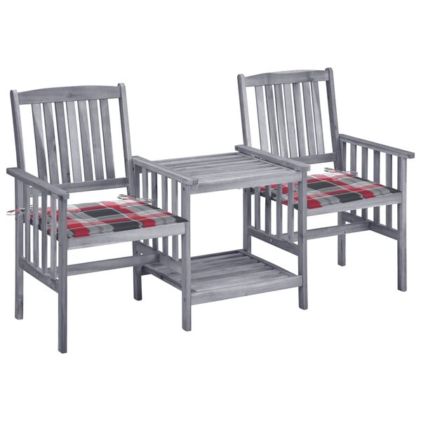 vidaXL Chaises de jardin avec table à thé et coussins Acacia solide