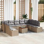vidaXL Ensemble de canapé de jardin 10 Pièces Beige Poly rotin