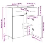 vidaXL Buffet Chêne artisanal 69 5 x 34 x 90 cm Bois d'ingénierie
