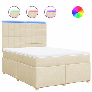 vidaXL Sommier à lattes de lit avec matelas Crème 140x200 cm Tissu