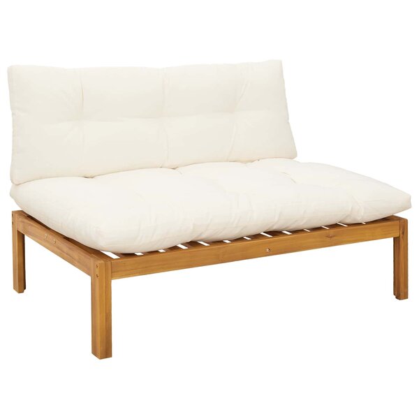 vidaXL Unité de canapé du milieu Blanc Naturel et Crème Bois d'acacia