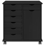 vidaXL Cabinet roulant Noir 63 5 x 39 x 65 5 cm Bois de Pin Massif