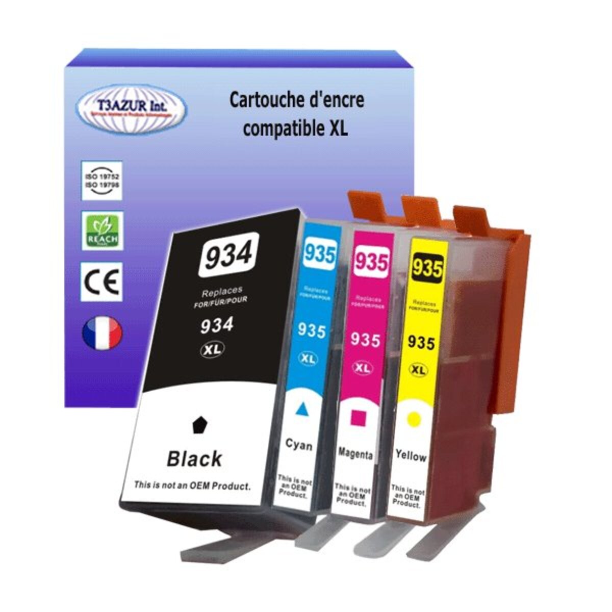 8 Cartouches compatibles avec HP OfficeJet Pro 6230 ePrinter, 6820, 6830  remplace HP 934XL, HP 935XL (Noire+Couleur)- T3AZUR - La Poste