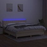 vidaXL Sommier à lattes de lit avec matelas LED Crème 160x200 cm Tissu