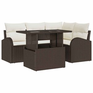 vidaXL Ensemble de canapé de jardin 5 Pièces Marron Poly rotin