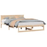 vidaXL Cadre de lit avec tête de lit Naturel 150 x 200 cm Pin massif