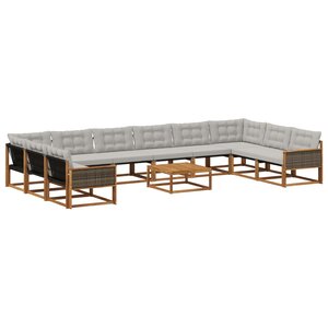 vidaXL Ensemble de canapés d'extérieur 11 Pièces Naturel et gris clair