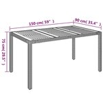 vidaXL Table de jardin dessus en bois Gris 150x90x75 cm Résine tressée