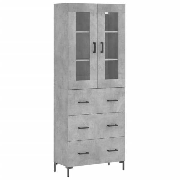 vidaXL Buffet haut Gris béton 69 5x34x180 cm Bois d'ingénierie