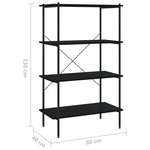 vidaXL Étagère à 4 niveaux Noir 80x40x130 cm