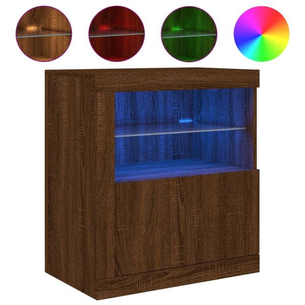 vidaXL Buffet avec lumières LED chêne marron 60 5x37x67 cm