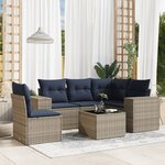 vidaXL Salon de jardin 6 Pièces avec coussins gris résine tressée
