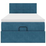 vidaXL Cadre de lit ottoman avec matelas bleu foncé 100x200 cm velours